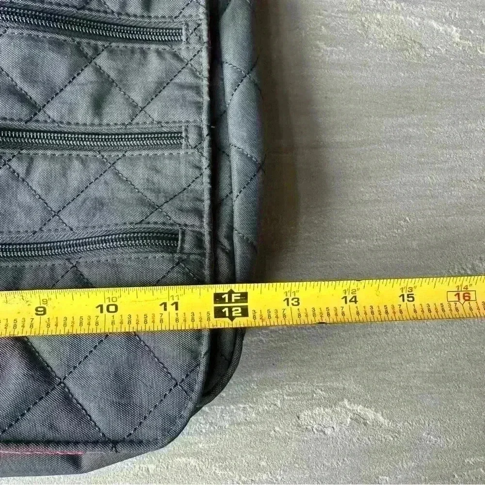 Baggallini Gray Quilted Crossbody Messenger Triple Zip‎ Flap Bag Purse w Pouch
